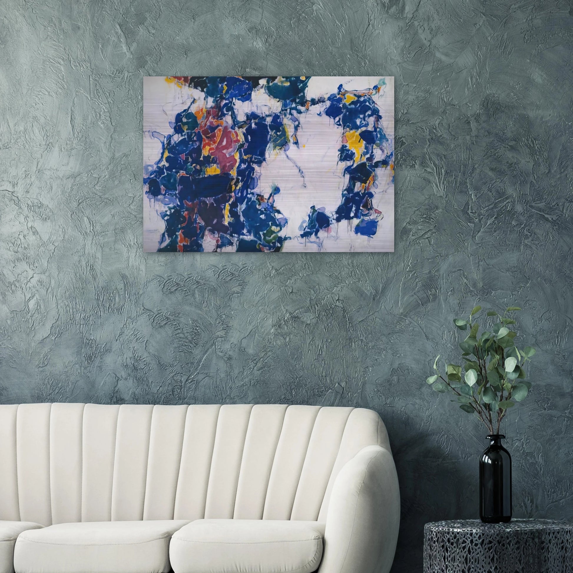Around the Blues - Sam Francis Brushed Aluminum Print - 70x100 cm / 28x40 inches | Sam Francis Aluminum Print | Sam Francis Prints