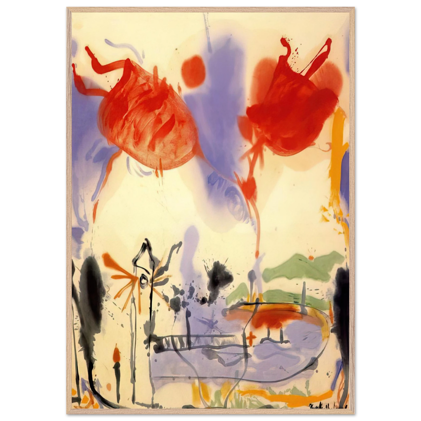 Helen Frankenthaler - Round Trip - 1957 Wall art - A2 (42 x 59.4  cm) - Premium Wooden Framed Poster With Fine Art Paper-canvas - Black frame