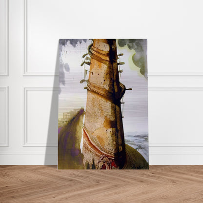 TURRIS BABEL 1967 - Salvador Dali Brushed Aluminum Print - 70x100 cm / 28x40 inches | Salvador Dali Aluminum Print | Salvador Dali Prints