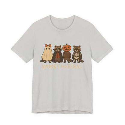 Spooky Raccoon Shirt, Grappige Halloween Grafisch T-shirt, Schattig Vintage Herfst T-shirt, Trendy Vrouwen Halloween Shirt, Feral Raccoon T-shirt