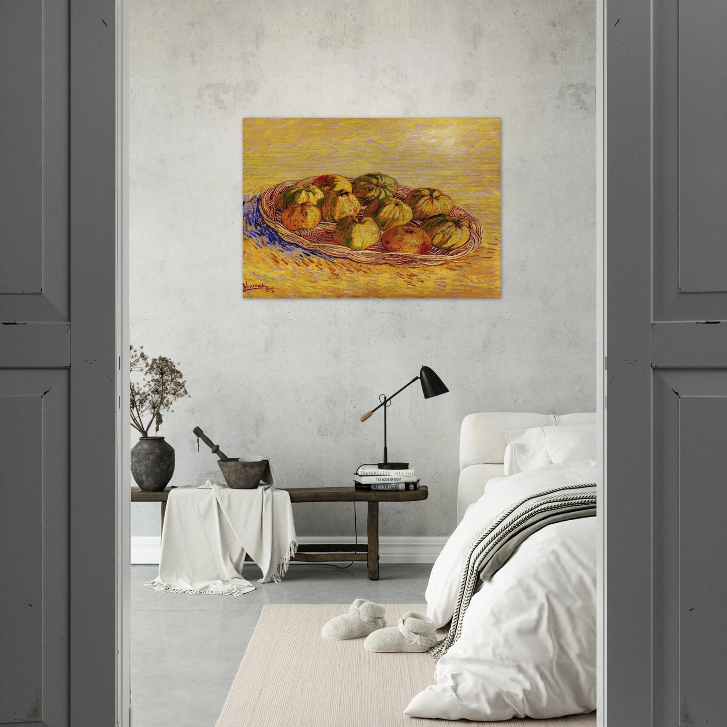 Still Life with Basket of Apples - Vincent van Gogh Brushed Aluminum Print - 70x100 cm / 28x40 inches | Vincent van Gogh Aluminum Print | Vincent van Gogh Prints