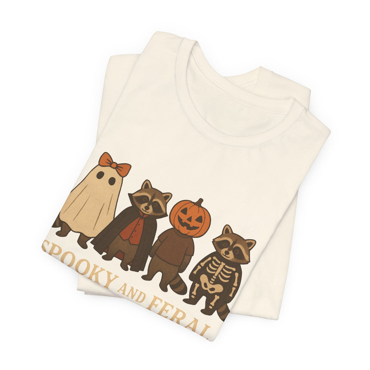 Spooky Raccoon Shirt, Grappige Halloween Grafisch T-shirt, Schattig Vintage Herfst T-shirt, Trendy Vrouwen Halloween Shirt, Feral Raccoon T-shirt