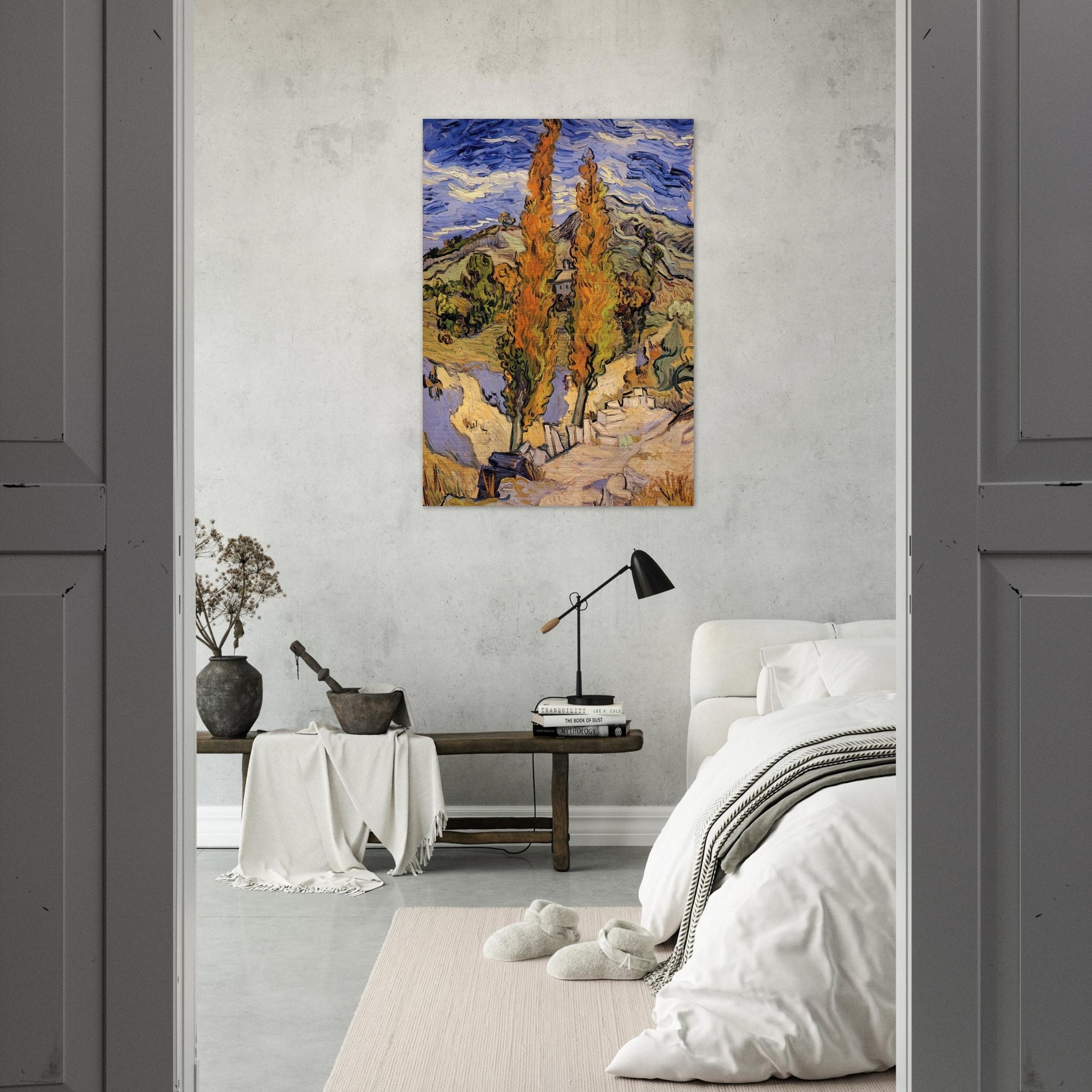 Two Poplars on a Hill - Vincent van Gogh Brushed Aluminum Print - 70x100 cm / 28x40 inches | Vincent van Gogh Aluminum Print | Vincent van Gogh Prints