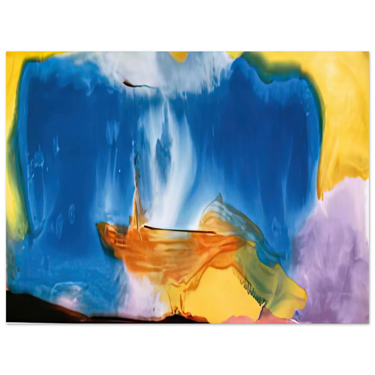 Helen Frankenthaler - Moveable Blue, 1973- Wall Art - 60x80 cm / 24x32 inches - Premium Wooden Framed Poster With Fine Art Paper-canvas - Black frame