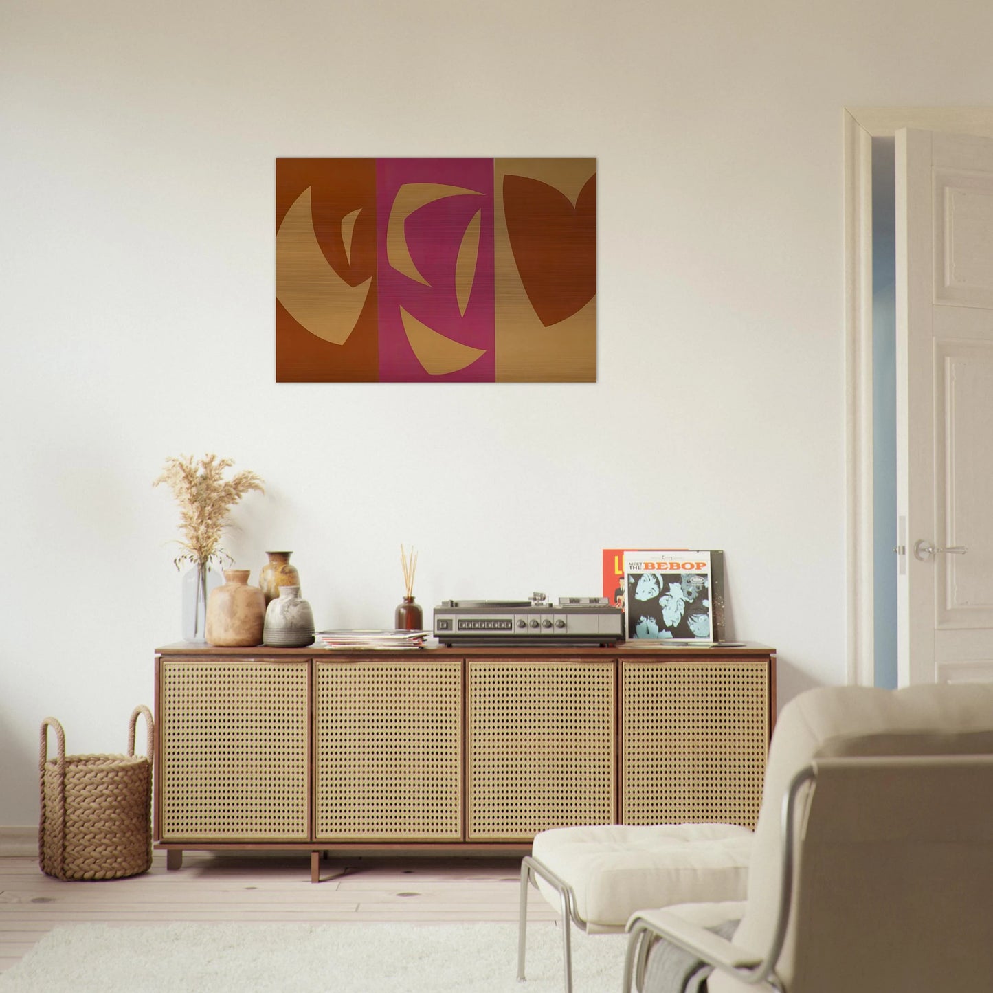 Triptyque ocre-violet-rouge - Fernand Leduc Brushed Aluminum Print - 70x100 cm / 28x40 inches | Fernand Leduc Aluminum Print | Fernand Leduc Prints