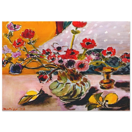 ANEMONES AND CHINESE VASE 1943 - Henri Matisse Brushed Aluminum Print - 70x100 cm / 28x40 inches | Henri Matisse Aluminum Print | Henri Matisse Prints