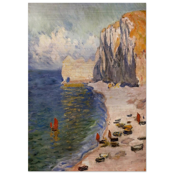 The Beach and the Falaise d'Amont - claude monet Brushed Aluminum Print - 70x100 cm / 28x40 inches | claude monet Aluminum Print | claude monet Prints