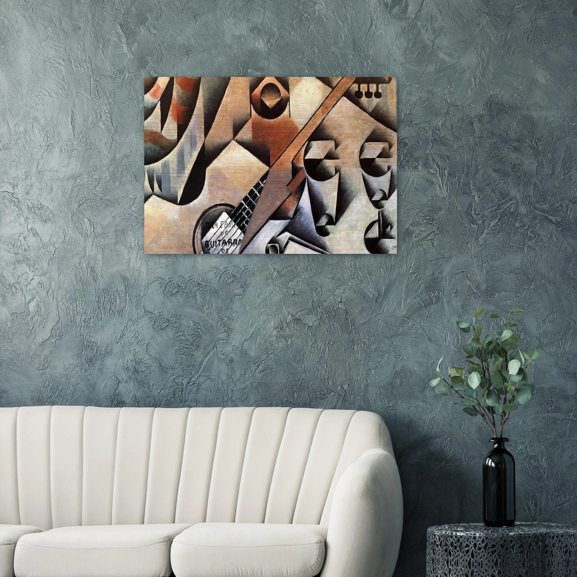 GUITAR AND GLASSES BANJO AND GLASSES 1912 - Juan Gris Brushed Aluminum Print - 70x100 cm / 28x40 inches | Juan Gris Aluminum Print | Juan Gris Prints