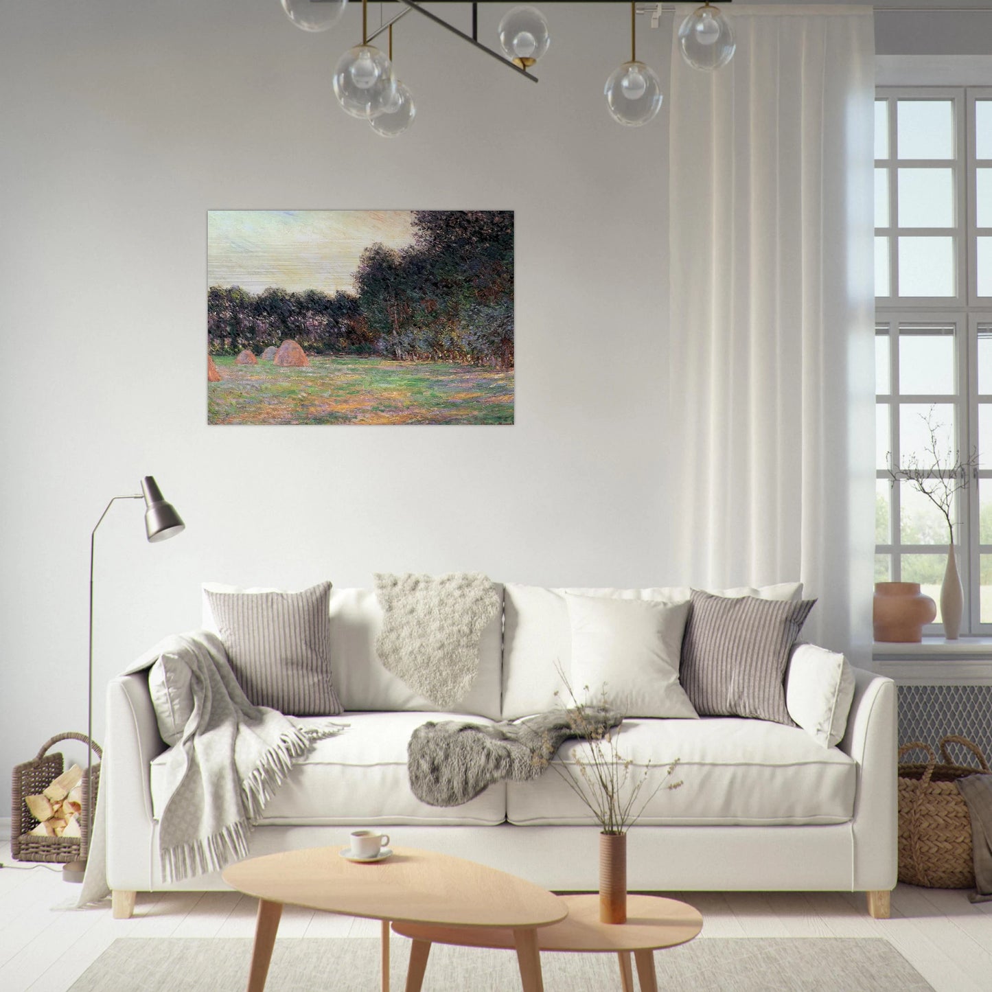 Meadow with Haystacks near Giverny - claude monet Brushed Aluminum Print - 70x100 cm / 28x40 inches | claude monet Aluminum Print | claude monet Prints