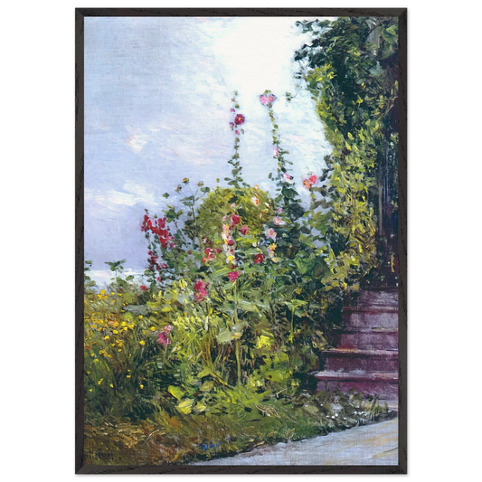 Celia Thaxters Garden Appledore Isles of Shoals - Childe Hassam 70x100 cm / 28x40 inches Framed Art Print – Black Wooden Frame