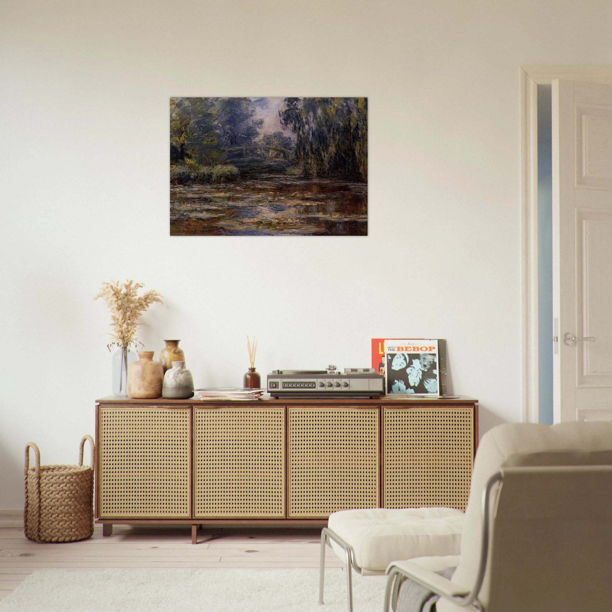 The Water Lily Pond and Bridge - claude monet Brushed Aluminum Print - 70x100 cm / 28x40 inches | claude monet Aluminum Print | claude monet Prints
