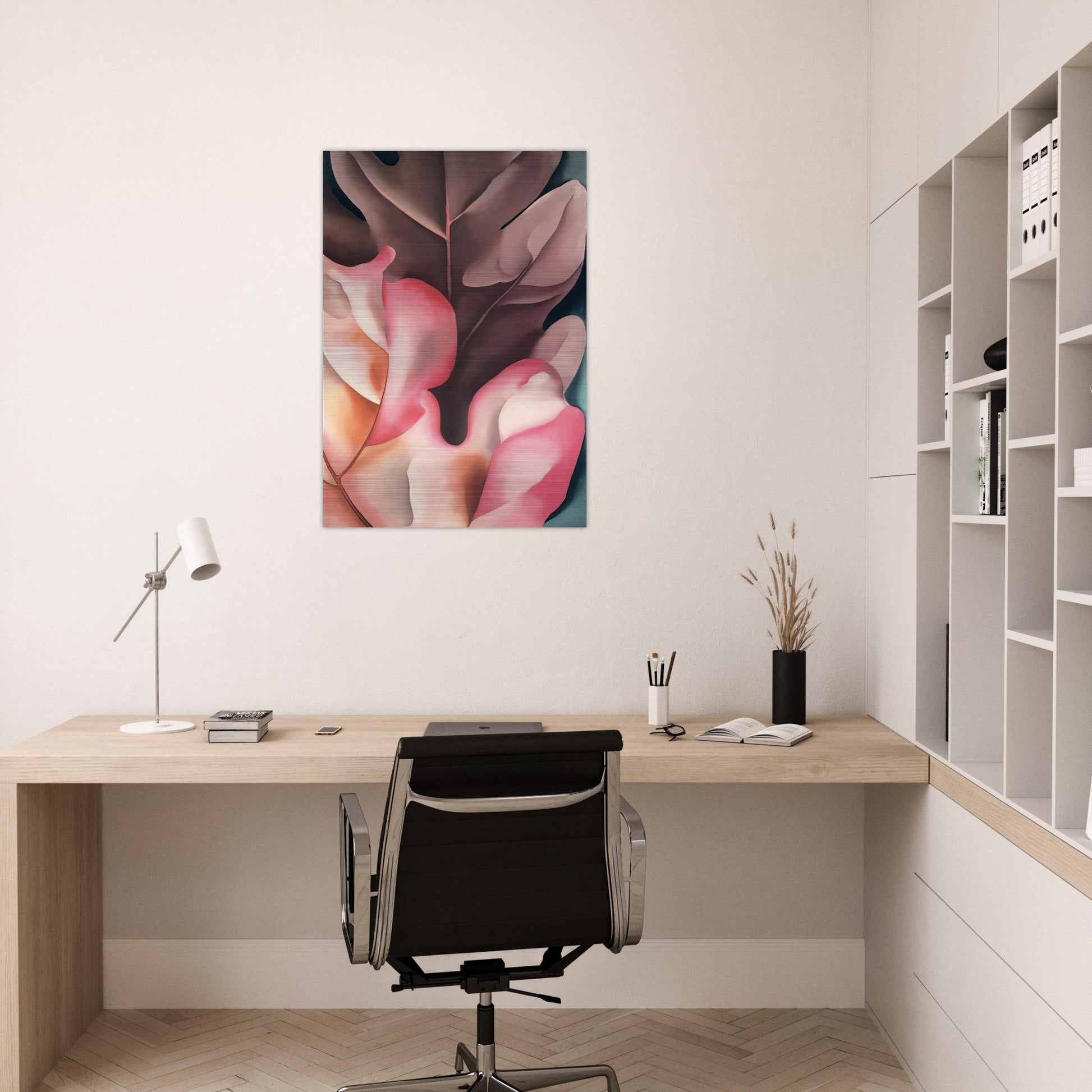Oak Leaves Pink and Grey - Georgia O'Keeffe Brushed Aluminum Print - 70x100 cm / 28x40 inches | Georgia O'Keeffe Aluminum Print | Georgia O'Keeffe Prints