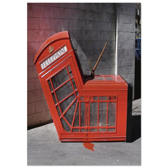 VANDALISED PHONE BOX 2005 - Banksy Brushed Aluminum Print - 70x100 cm / 28x40 inches | Banksy Aluminum Print | Banksy Prints