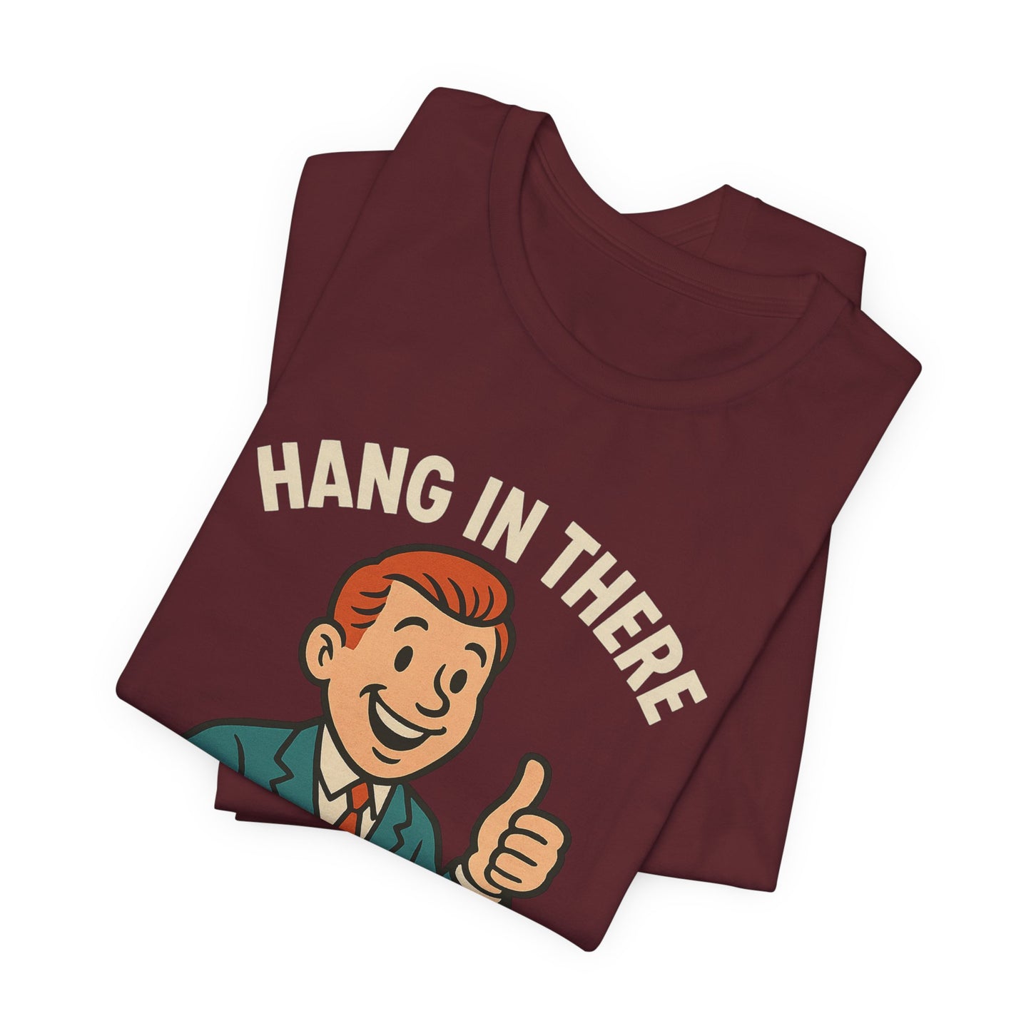 Grappige sarcastische quote T-shirt: "Blijf hangen, het wordt erger", donkere humor, grappig shirt