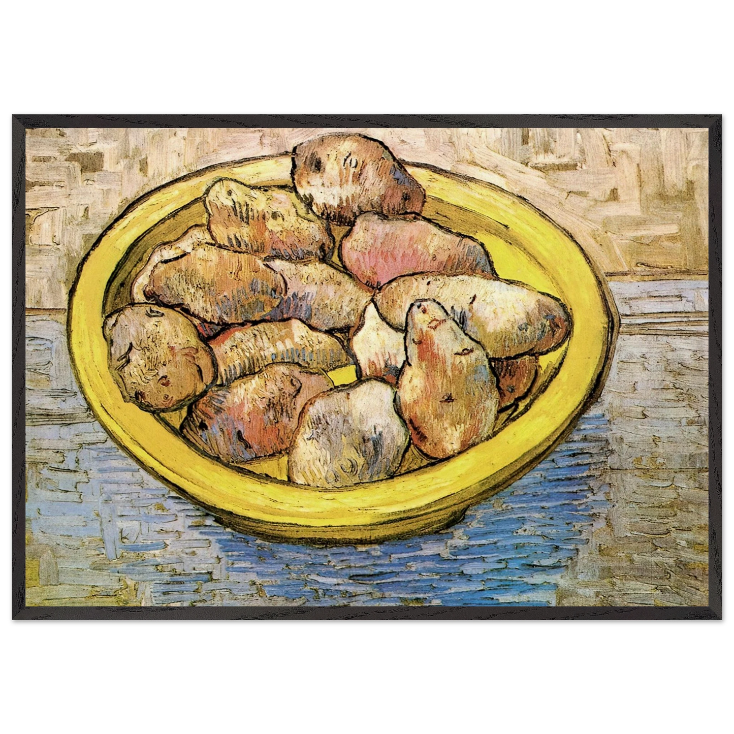 Still Life Potatoes in a Yellow Dish - Vincent van Gogh 70x100 cm / 28x40 inches Framed Art Print – Black Wooden Frame