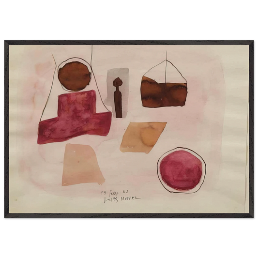 15Febr62 - 1962 - Julius Bissier 70x100 cm / 28x40 inches Framed Art Print – Black Wooden Frame