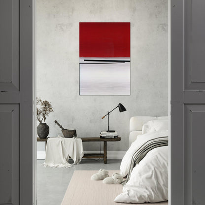SQUARE MOTIF IN WHITE AND INDIAN RED 1960 - Victor Pasmore Brushed Aluminum Print - 70x100 cm / 28x40 inches | Victor Pasmore Aluminum Print | Victor Pasmore Prints