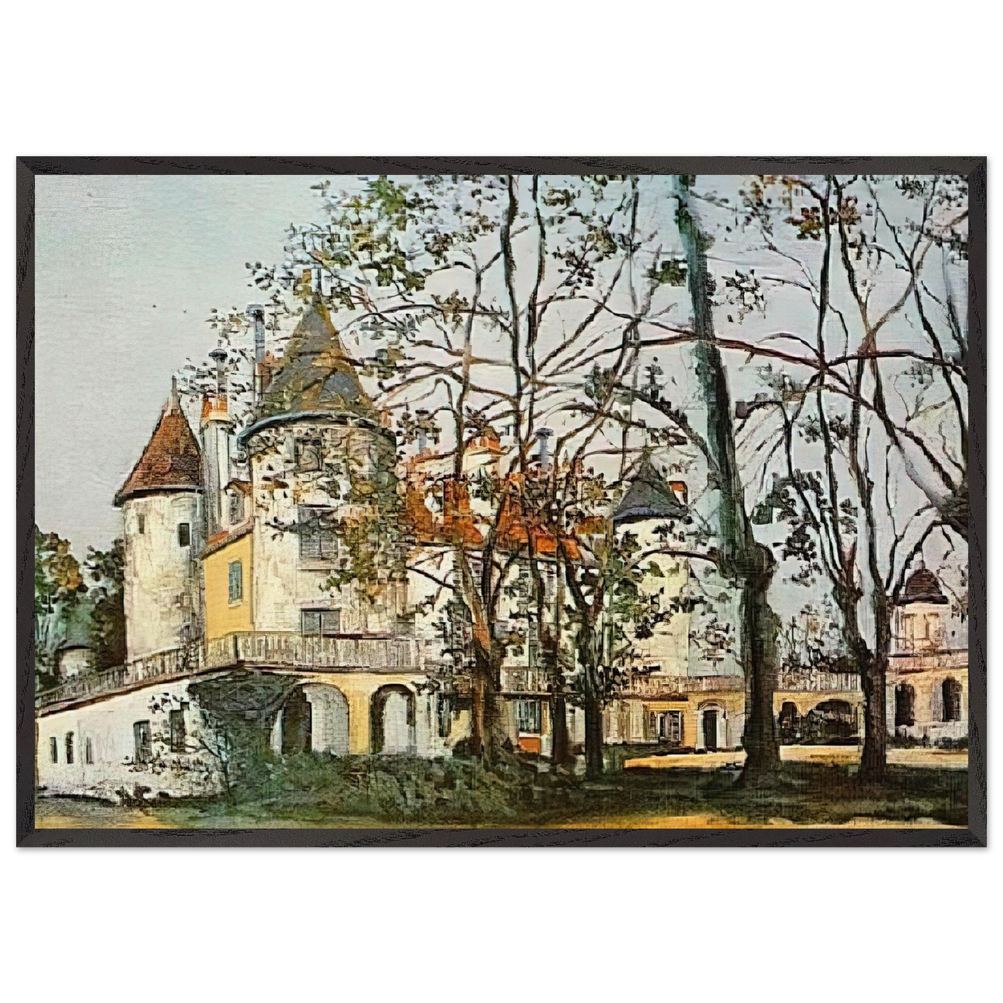 The Castle N2 - Maurice Utrillo 70x100 cm / 28x40 inches Framed Art Print – Black Wooden Frame