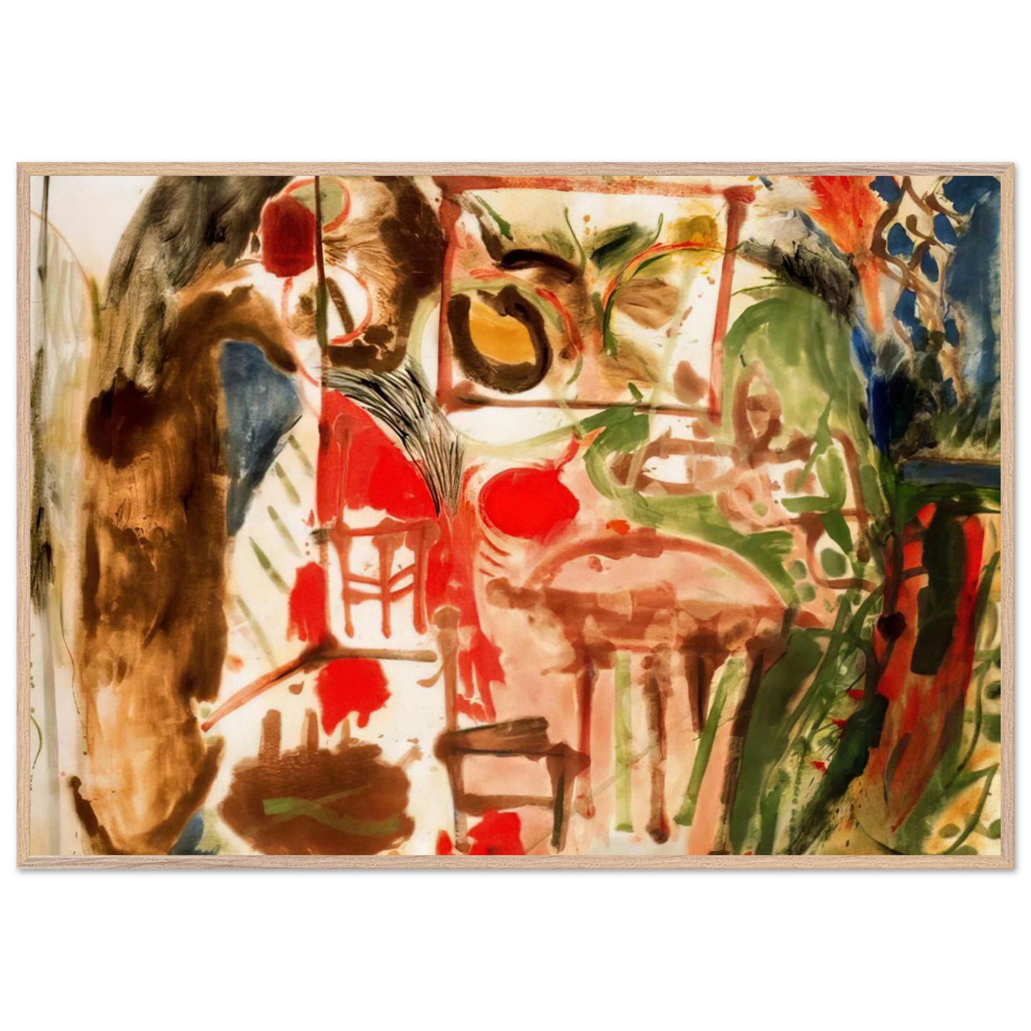 Helen Frankenthaler - Interior - 1957 Wall art - 13x18 cm / 5x7 inches - Premium Wooden Framed Poster With Fine Art Paper-canvas - Wood frame