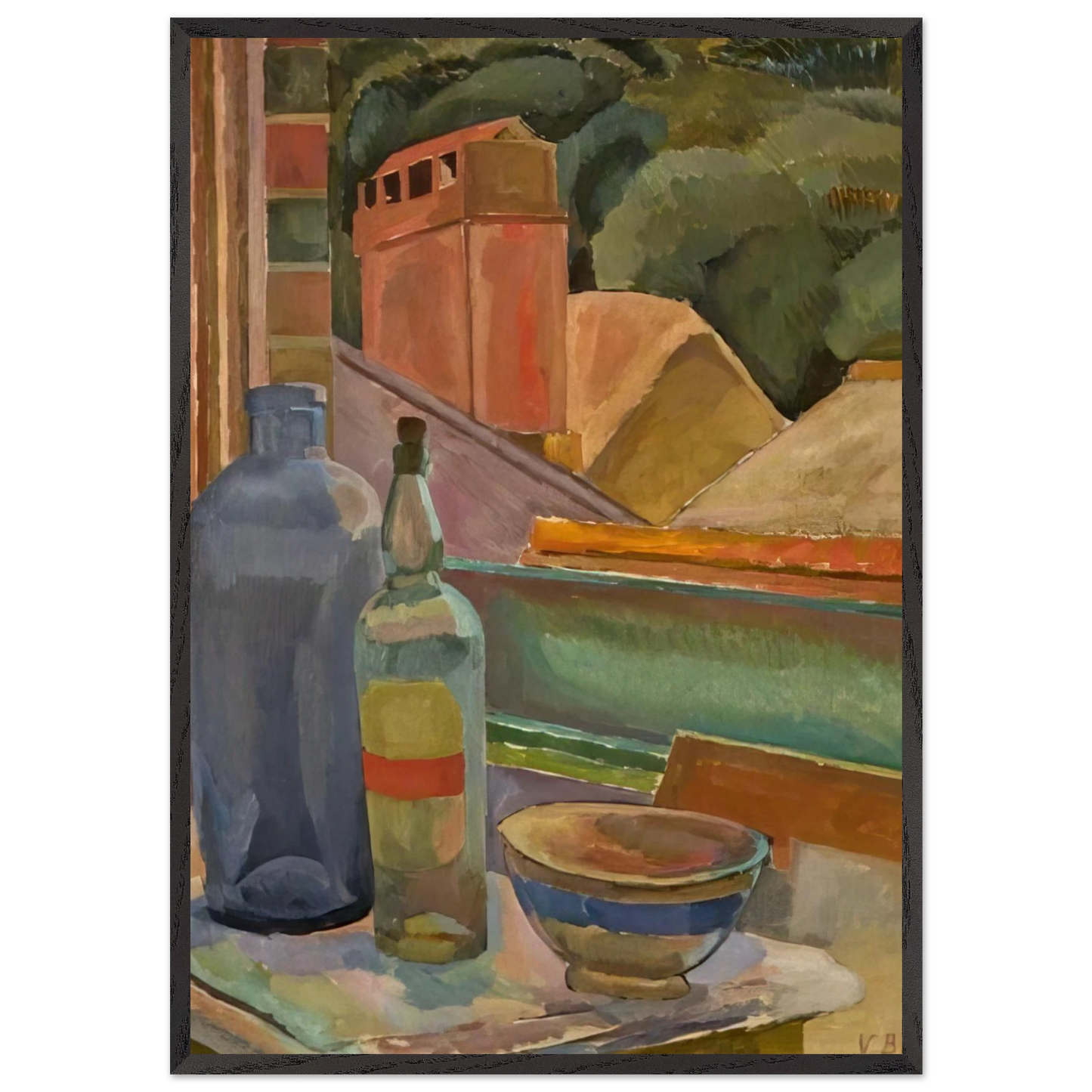 WINDOW STILL LIFE 1915 - Vanessa Bell 70x100 cm / 28x40 inches Framed Art Print – Black Wooden Frame