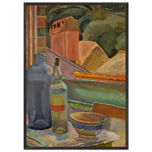 WINDOW STILL LIFE 1915 - Vanessa Bell 70x100 cm / 28x40 inches Framed Art Print – Black Wooden Frame