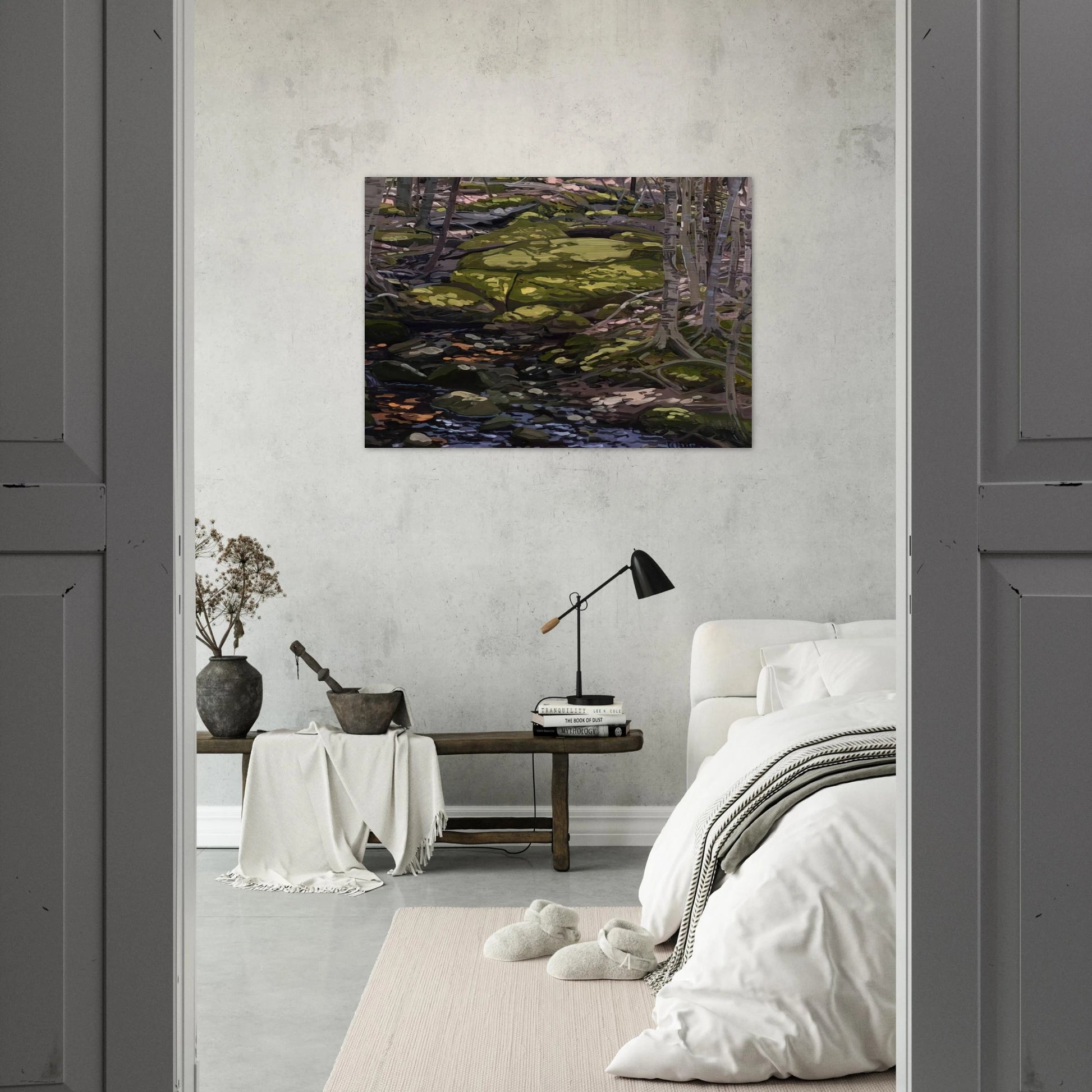Light in Brook - Contemporary Realism - Neil Welliver Brushed Aluminum Print - 70x100 cm / 28x40 inches | Neil Welliver Aluminum Print | Neil Welliver Prints