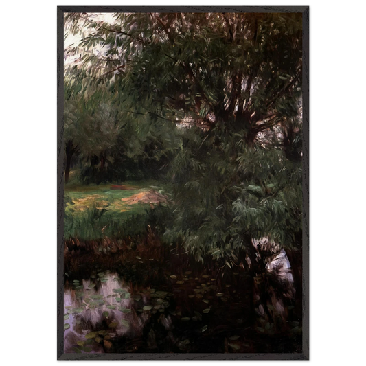 A Backwater at Wargrave - John Singer Sargent 70x100 cm / 28x40 inches Framed Art Print – Black Wooden Frame
