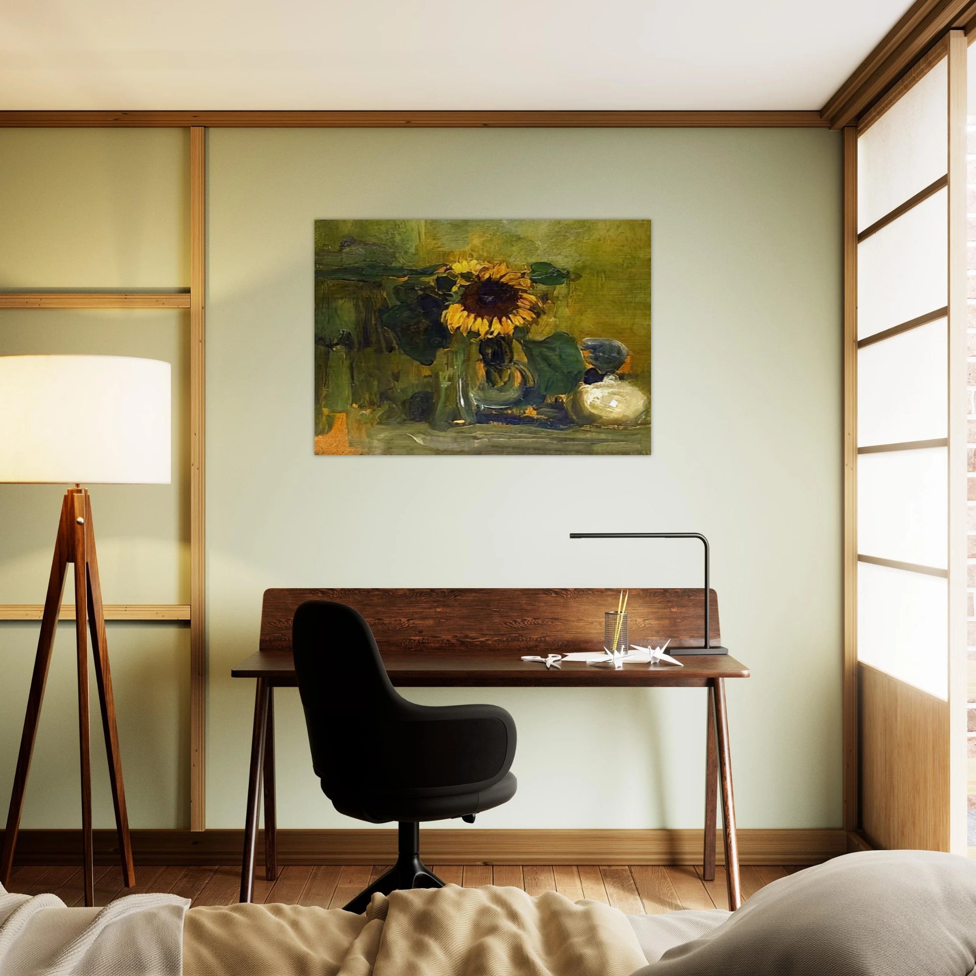 Still life with Sunflower - Piet Mondrian Brushed Aluminum Print - 70x100 cm / 28x40 inches | Piet Mondrian Aluminum Print | Piet Mondrian Prints