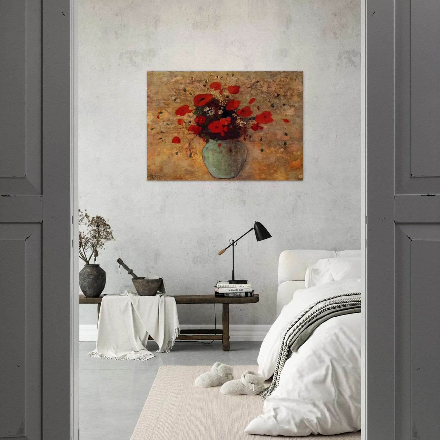 VASE OF POPPIES - Odilon Redon Brushed Aluminum Print - 70x100 cm / 28x40 inches | Odilon Redon Aluminum Print | Odilon Redon Prints