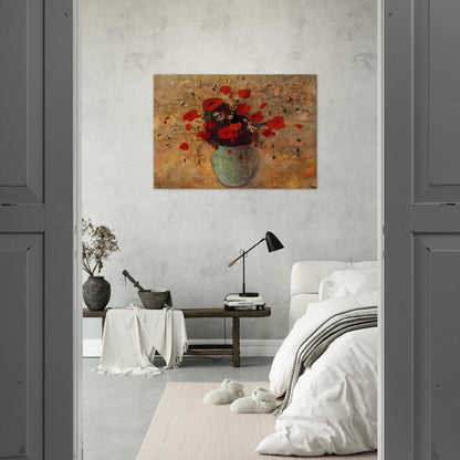 VASE OF POPPIES - Odilon Redon Brushed Aluminum Print - 70x100 cm / 28x40 inches | Odilon Redon Aluminum Print | Odilon Redon Prints