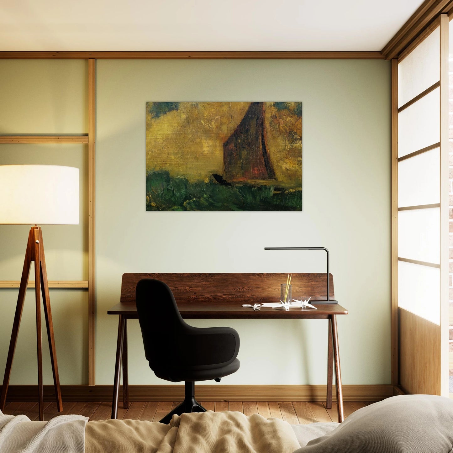 THE MYSTERIOUS BOAT - Odilon Redon Brushed Aluminum Print - 70x100 cm / 28x40 inches | Odilon Redon Aluminum Print | Odilon Redon Prints