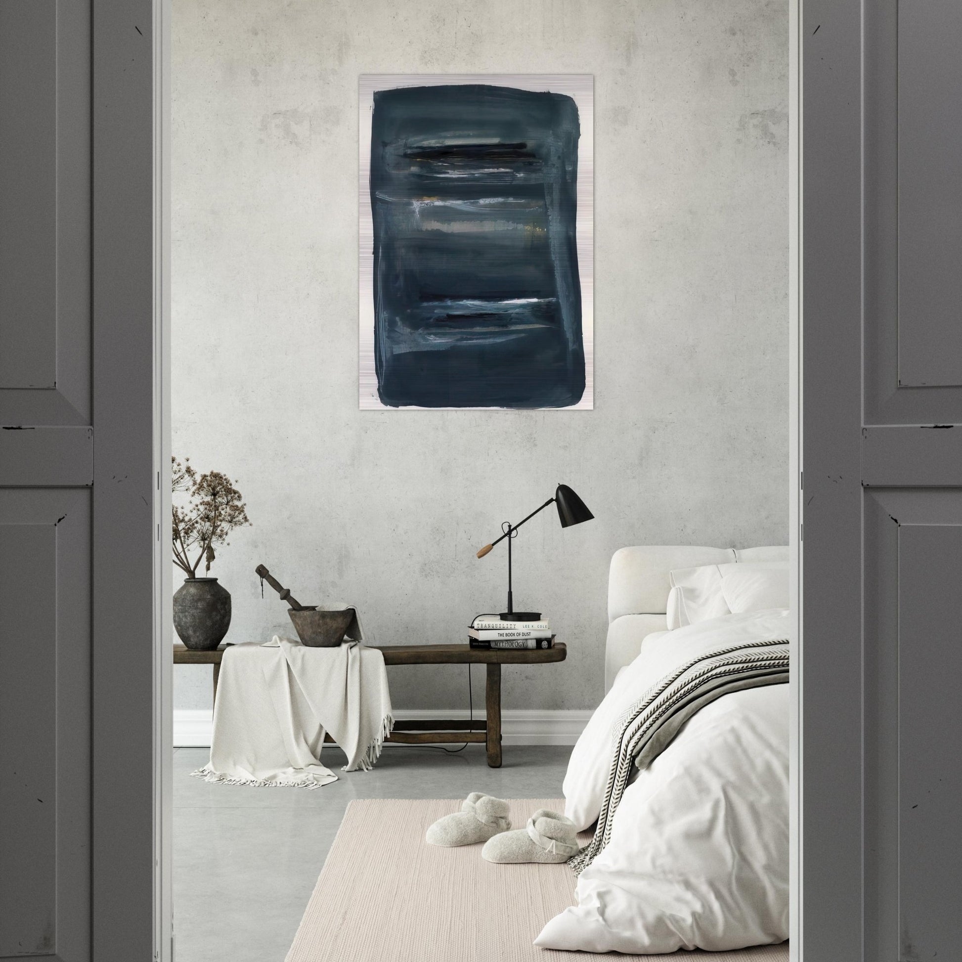 Abstract with Blue and Black - Abstract Expressionism - Larry Zox Brushed Aluminum Print - 70x100 cm / 28x40 inches | Larry Zox Aluminum Print | Larry Zox Prints