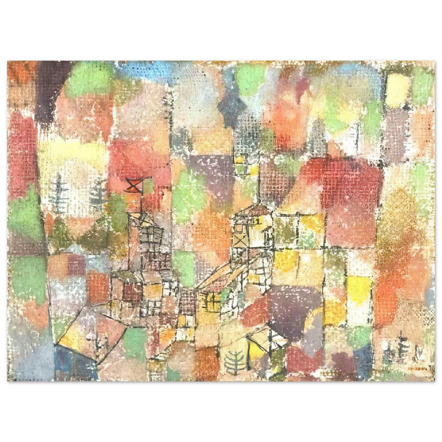 Paul Klee - TWO COUNTRY HOUSES 1918  75x100 cm / 30x40inches Fine Art Poster