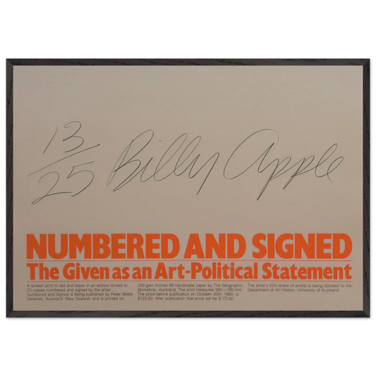 Numbered and Signed - 1980 - Billy Apple 70x100 cm / 28x40 inches Framed Art Print – Black Wooden Frame