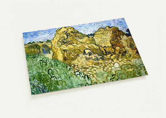 Field with Stacks of Wheat By Vincent van Gogh Pack of 10 Post Cards | Vincent van Gogh Post Cards | A6 (10.5 x 14.8 cm) - 4.1 x 5.8 inches