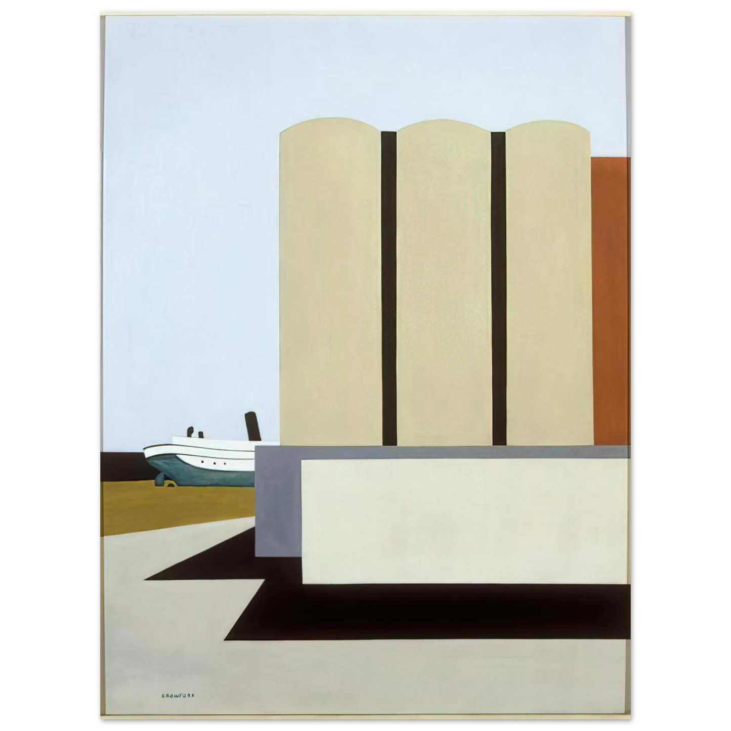 Ralston Crawford - Boat and Grain Elevators No. 2 - 1942  75x100 cm / 30x40inches Fine Art Poster