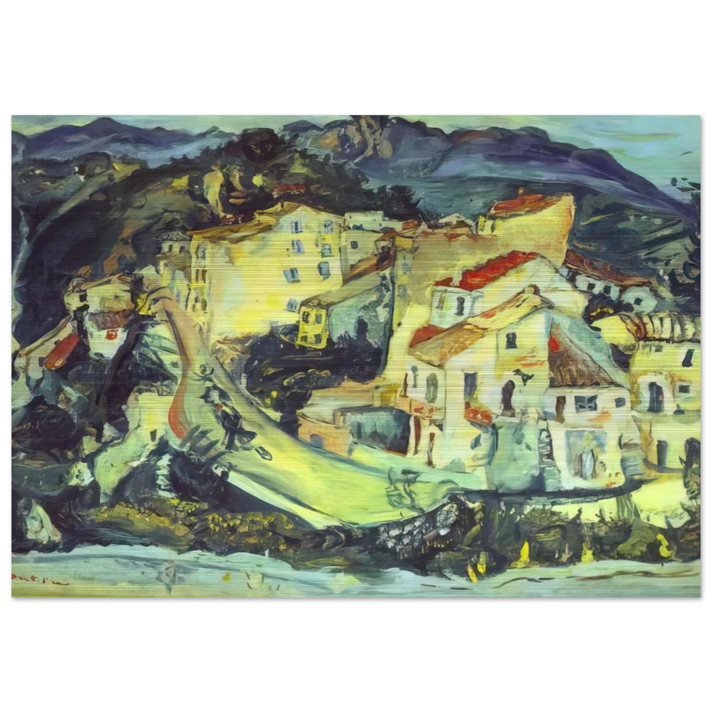 LANDSCAPE OF CAGNES - Chaim Soutine Brushed Aluminum Print - 70x100 cm / 28x40 inches | Chaim Soutine Aluminum Print | Chaim Soutine Prints