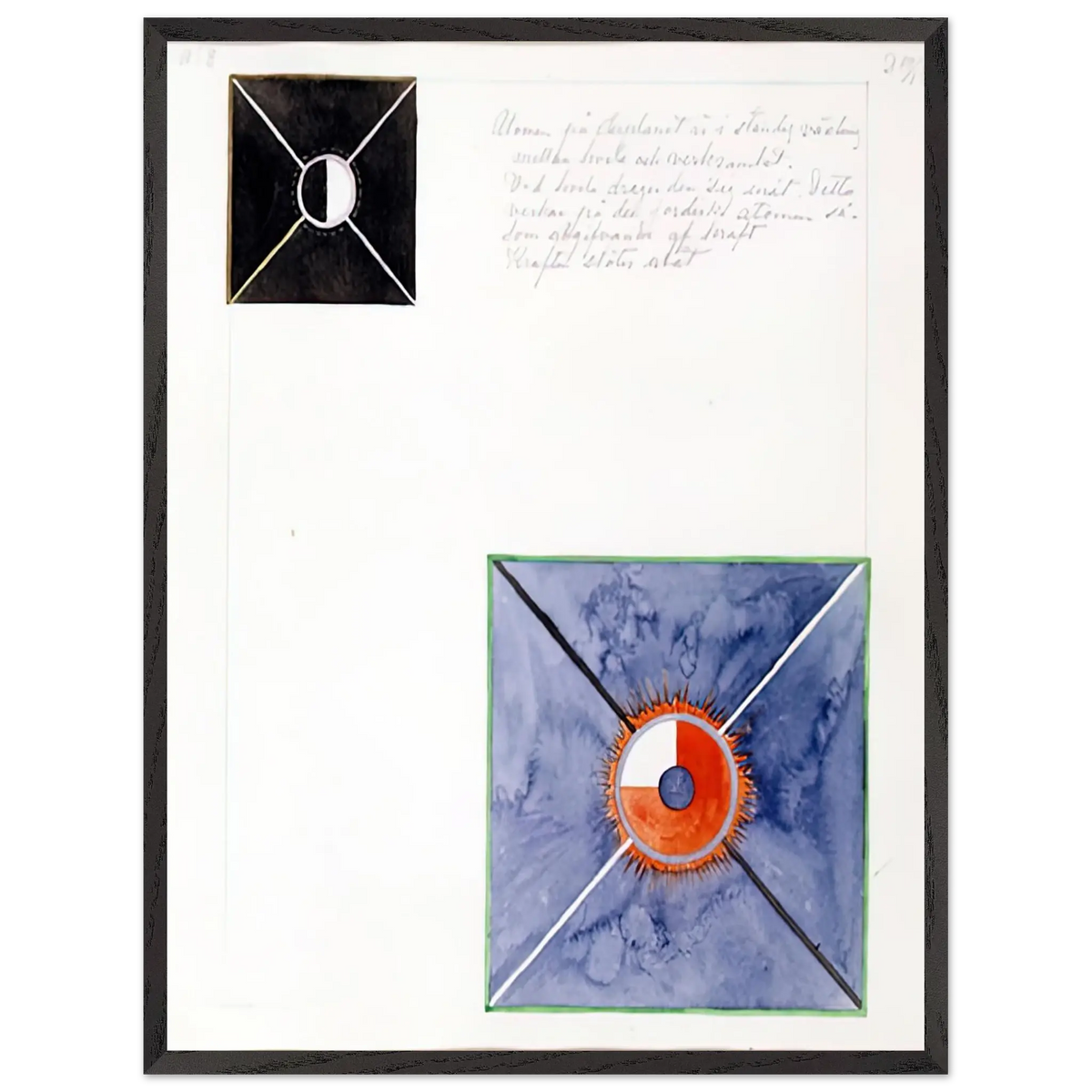 Hilma af Klint - ATOM SERIES NO 8 ATOM ON THE ETHER PLANE IS IN CONSTANT CHANGE BETWEEN REST AND ACTIVITY AT THE 1917 Wall art - 45x60 cm / 18x24 Inches - Premium Wooden Framed Poster With Fine Art Paper - Wood frame