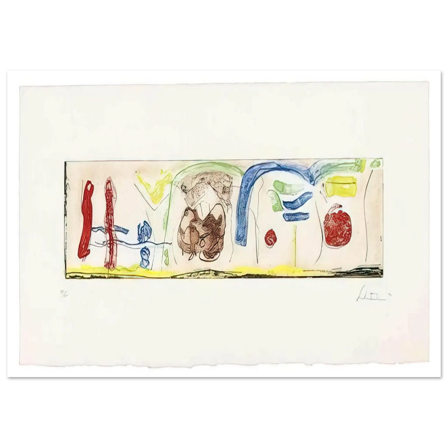 Helen Frankenthaler - Bridges - 1996 Wall art - 50x70 cm / 20x28 Inches - Premium Wooden Framed Poster With Fine Art Paper - White frame