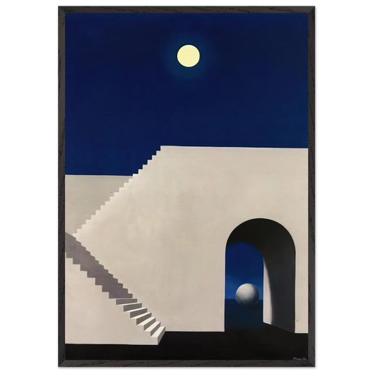 ARCHITECTURE AU CLAIR DE LUNE 1956 - Rene Magritte 70x100 cm / 28x40 inches Framed Art Print – Black Wooden Frame
