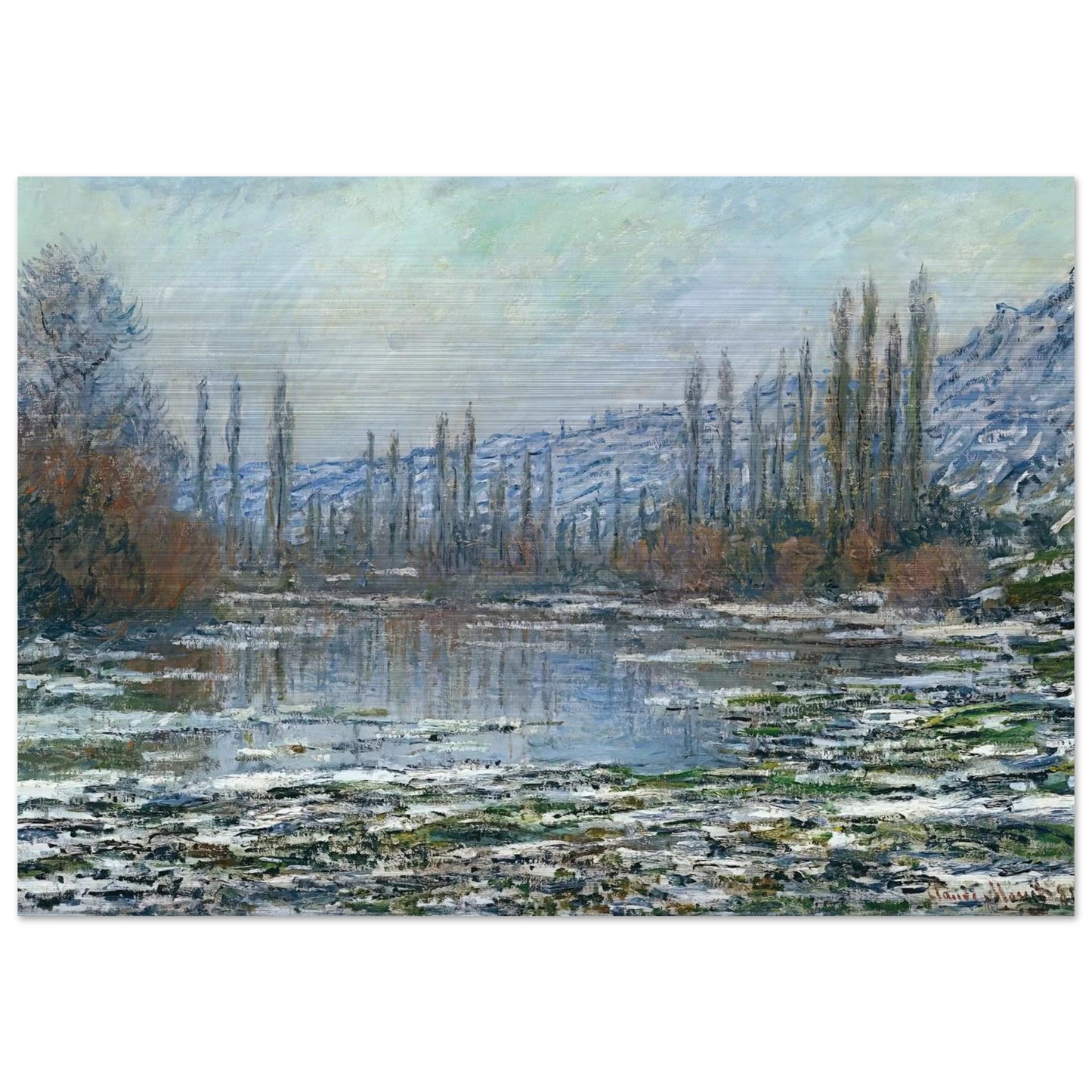 The Thaw at Vetheuil - claude monet Brushed Aluminum Print - 70x100 cm / 28x40 inches | claude monet Aluminum Print | claude monet Prints