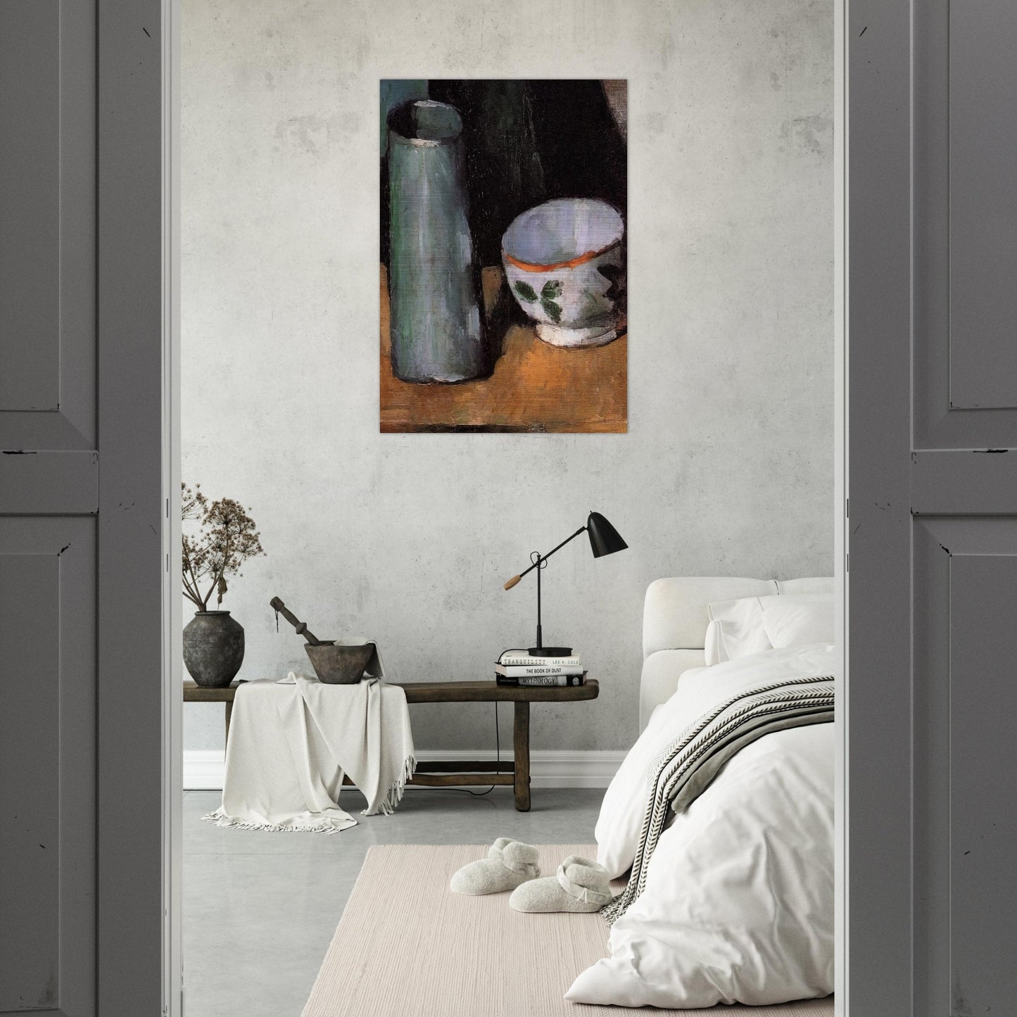 Still Life, Bowl and Milk Jug - Paul Cézanne Brushed Aluminum Print - 70x100 cm / 28x40 inches | Paul Cézanne Aluminum Print | Paul Cézanne Prints