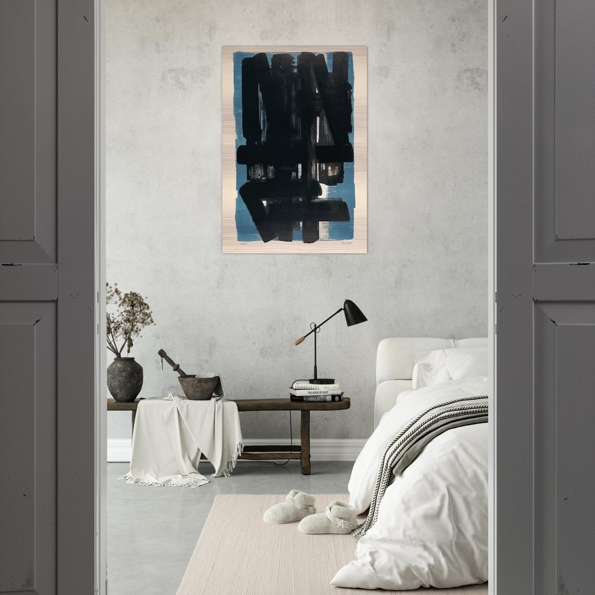 Lithographie No. 5 - 1957 - Pierre Soulages Brushed Aluminum Print - 70x100 cm / 28x40 inches | Pierre Soulages Aluminum Print | Pierre Soulages Prints