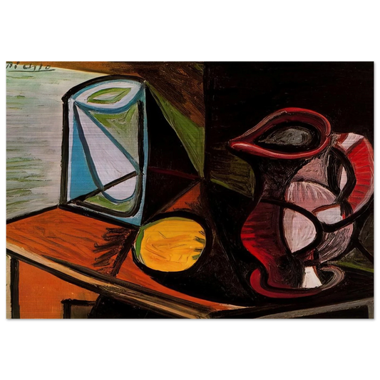 Glass and pitcher - Pablo Picasso Brushed Aluminum Print - 70x100 cm / 28x40 inches | Pablo Picasso Aluminum Print | Pablo Picasso Prints