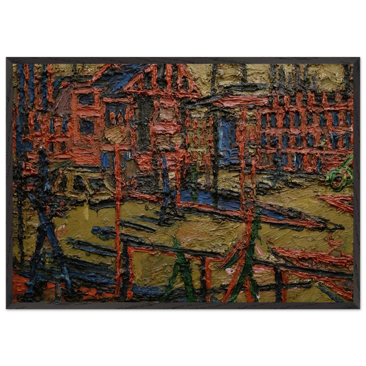 BEHIND CAMDEN TOWN STATION SUMMER EVENING - Frank Auerbach 70x100 cm / 28x40 inches Framed Art Print – Black Wooden Frame