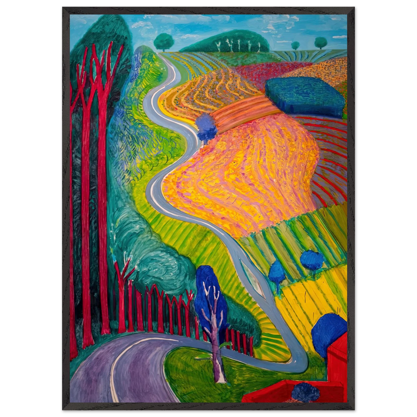 David Hockney - David Hockney Wall art - A1 (59.4 x 84.1  cm) - Premium Wooden Framed Poster With Fine Art Paper-canvas - Wood frame