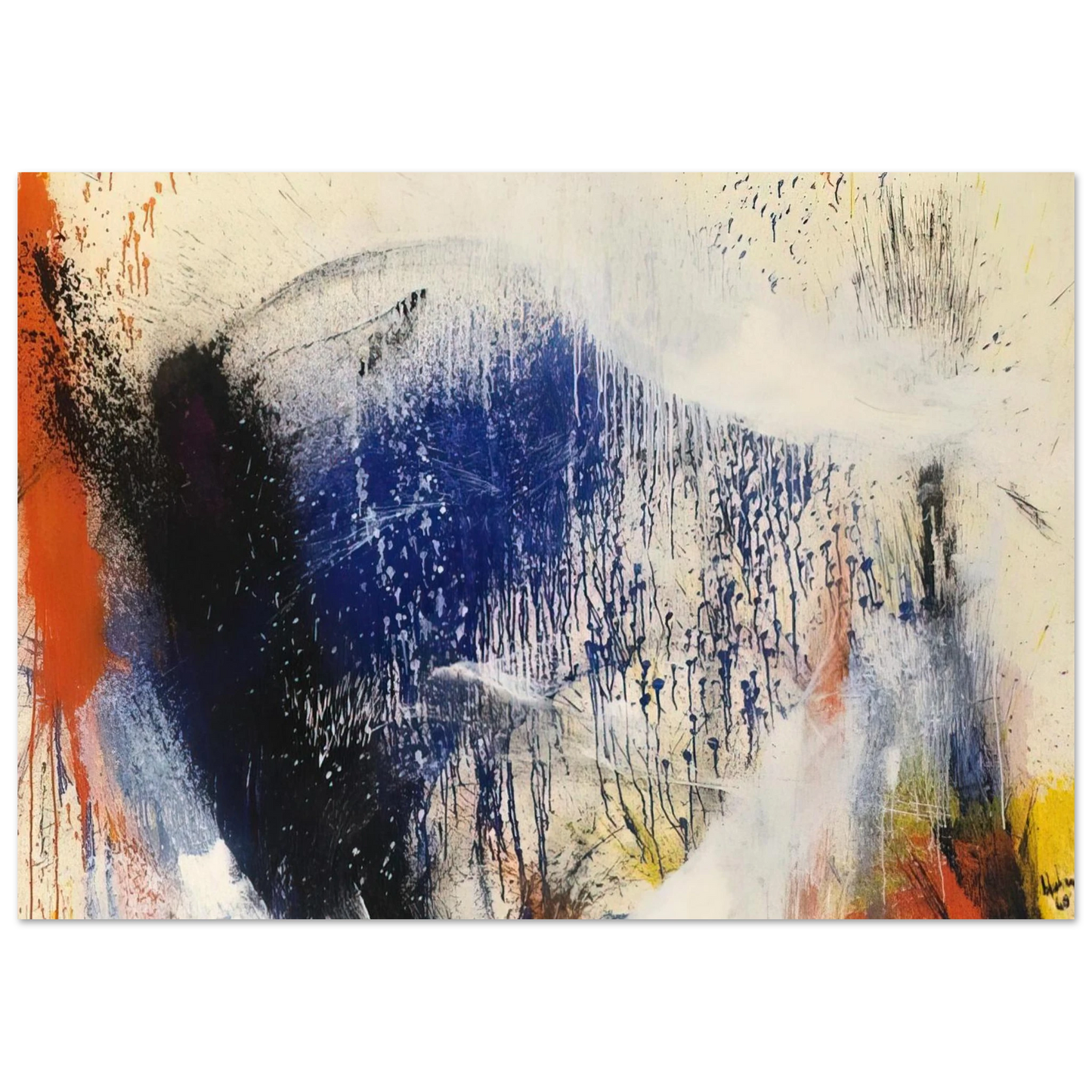 Helen Frankenthaler - Untitled - 1960 Wall art - 28x43  cm / XL (11x17 inches) - Premium Wooden Framed Poster With Fine Art Paper-canvas - Black frame