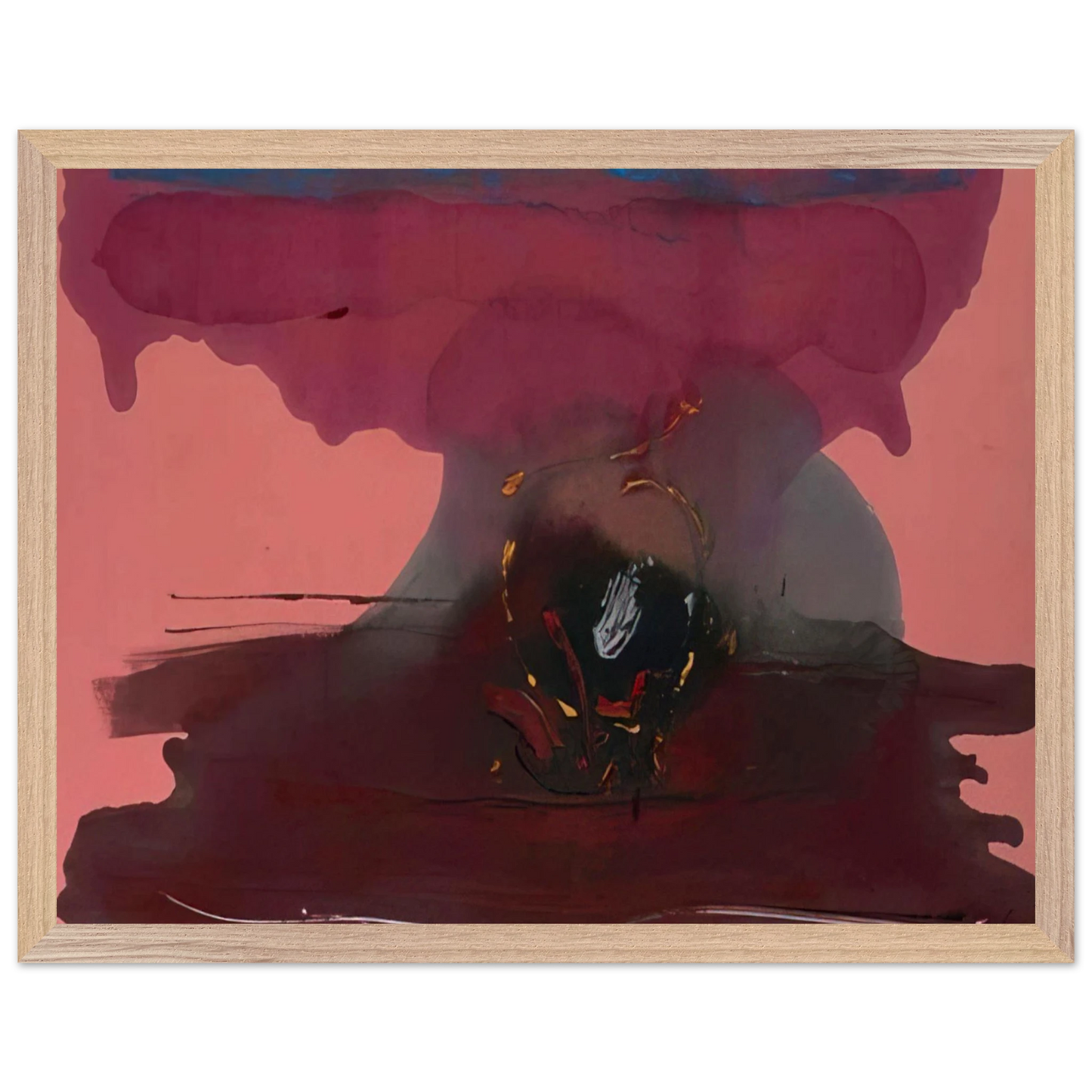 Helen Frankenthaler - Harbinger - 1986 Wall art - 50x50 cm / 20x20 inches - Premium Wooden Framed Poster With Fine Art Paper-canvas - Black frame