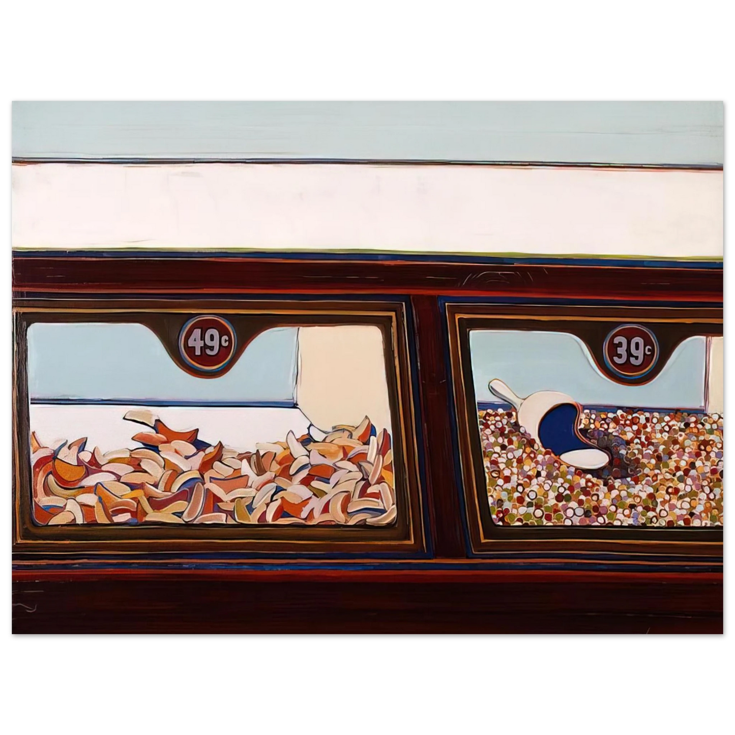 Wayne Thiebaud - Candy Counter - 1963 Wall Art - 60x80 cm / 24x32 inches - Premium Wooden Framed Poster With Fine Art Paper-canvas - Black frame