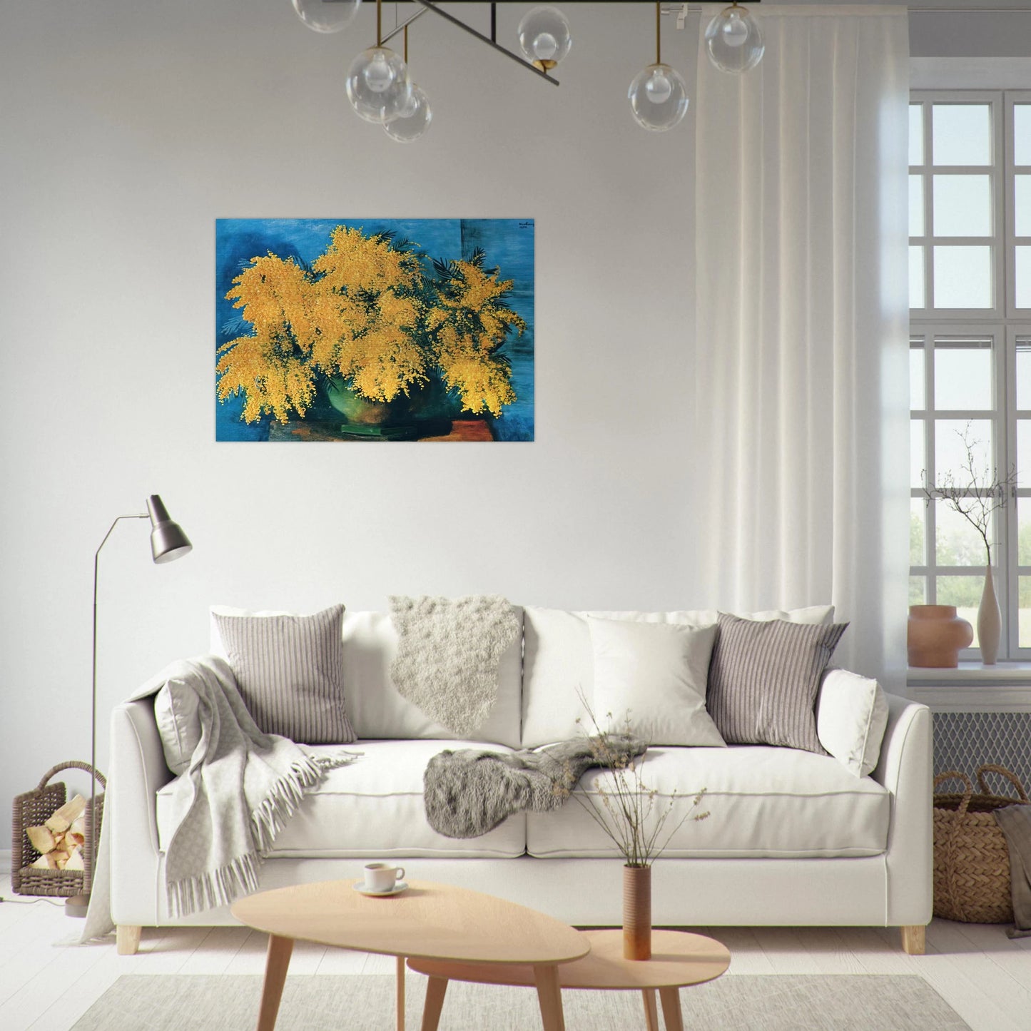 VASE OF MIMOSA 1952 - Moise Kisling Brushed Aluminum Print - 70x100 cm / 28x40 inches | Moise Kisling Aluminum Print | Moise Kisling Prints